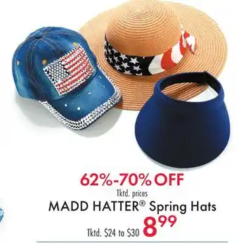 Boscov's MADD HATTER Spring Hats offer