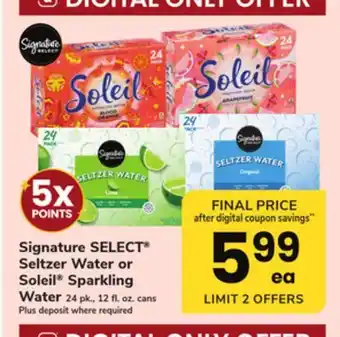 ACME Signature SELECT Seltzer Water or Soleil Sparkling Water offer