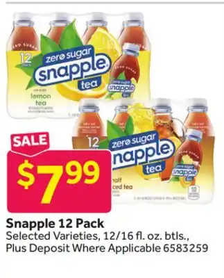 Stop&Shop Snapple 12 Pack offer