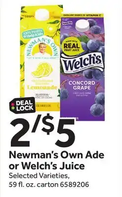 Stop&Shop Newman's Own Ade or Welch's Juice offer