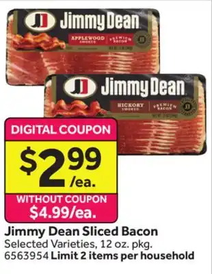 Stop&Shop Jimmy Dean Sliced Bacon offer