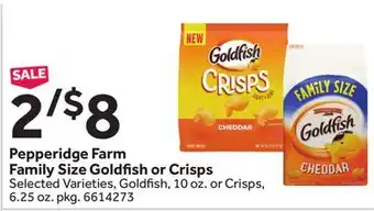 Stop&Shop Pepperidge Farm Family Size Goldfish or Crisps offer