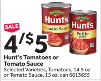 Stop&Shop Hunt's Tomatoes or Tomato Sauce offer