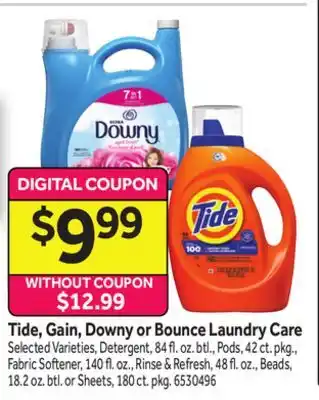 Stop&Shop Tide, Gain, Downy or Bounce Laundry Care offer