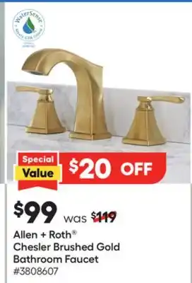 Lowe's Chesler Brushed Gold Bathroom Faucet offer