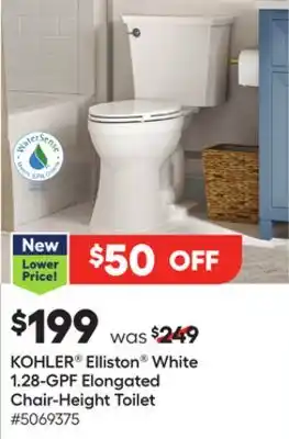 Lowe's Elliston White 1.28-GPF Elongated Chair-Height Toilet offer