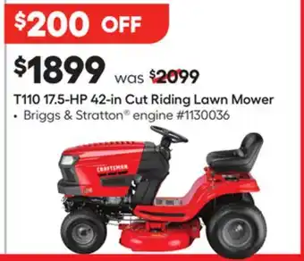Lowe's T110 17.5-HP 42-in Cut Riding Lawn Mower offer