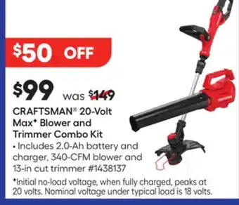 Lowe's 20-Volt MaxF Blower and Trimmer Combo Kit offer