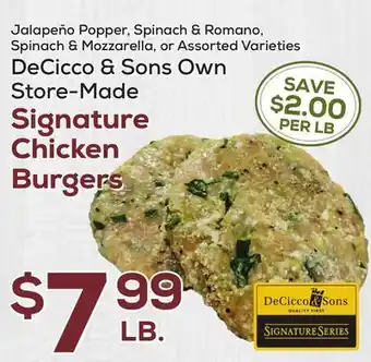 DeCicco & Sons DeCicco & Sons Own Store-Made Signature Chicken Burgers offer