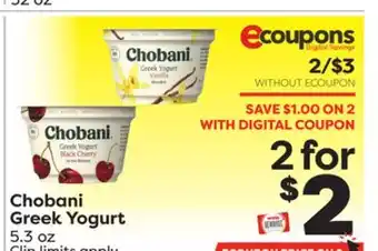 Weis Markets Chobani Greek Yogurt offer