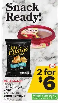 Weis Markets Stacy's Pita or Bagel Chips 6.75-7.33 oz Sabra Hummus 10 oz offer