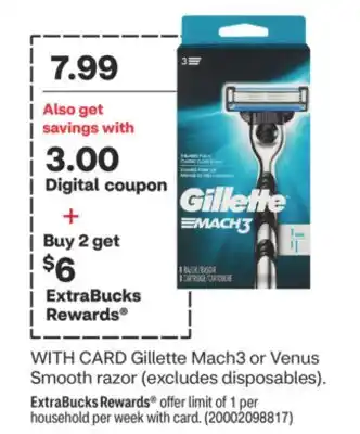 CVS Gillette Mach3 or Venus Smooth razor offer