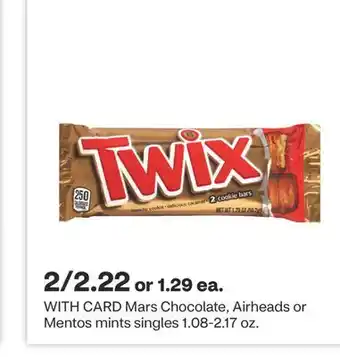 CVS Mars Chocolate, Airheads or Mentos mints singles 1.08-2.17 oz offer