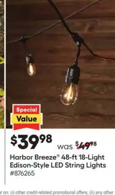 Lowe's 48-ft 18-Light Edison-Style LED String Lights offer