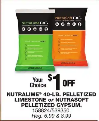 Blain's Farm & Fleet NUTRALIME 40-LB. PELLETIZED LIMESTONE or NUTRASOFT PELLETIZED GYPSUM offer