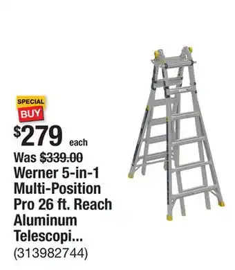 The Home Depot Werner 5-in-1 Multi-Position Pro 26 ft. Reach Aluminum Telescoping Multi Position Ladder, 375 lb. Load Capacity Type IAA Duty offer