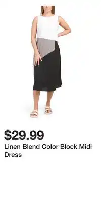 TJ Maxx Linen Blend Color Block Midi Dress offer