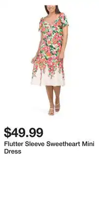 TJ Maxx Flutter Sleeve Sweetheart Mini Dress offer