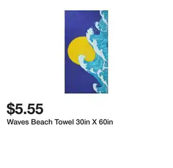 Five Below Waves Beach Towel 30in X 60in offer