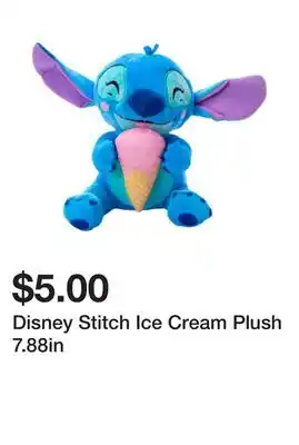 Five Below Disney Stitch Ice Cream Plush 7.88in offer