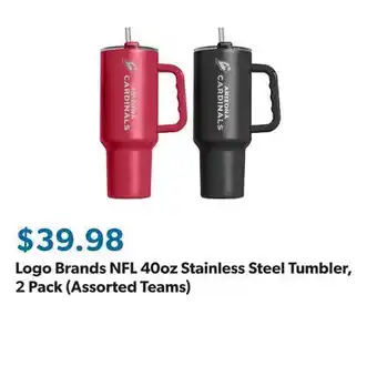 Sam's Club Logo Brands NFL 40oz Stainless Steel Tumbler, 2 Pack (Assorted Teams) offer