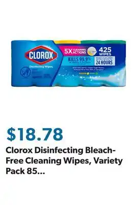 Sam's Club Clorox Disinfecting Bleach-Free Cleaning Wipes, Variety Pack 85 wipes/pk., 5 pk offer