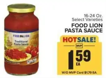 Food Lion FOOD LION PASTA SAUCE offer