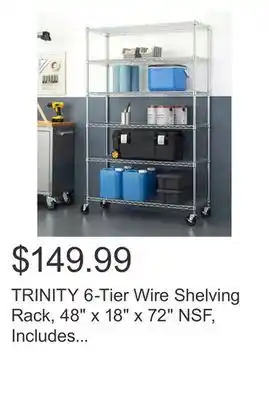 Costco TRINITY 6-Tier Wire Shelving Rack, 48 x 18 x 72 NSF, Includes Wheels offer