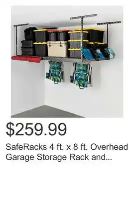 Costco SafeRacks 4 ft. x 8 ft. Overhead Garage Storage Rack and Accessories Kit offer