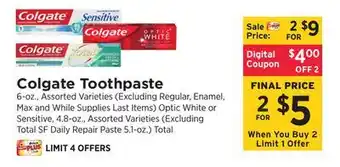ShopRite Toothpaste offer