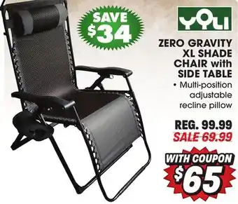 Big 5 Yoli Zero Gravity XL Shade Chair with Side Table offer