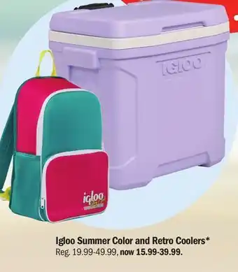 Meijer Igloo Summer Color and Retro Coolers offer