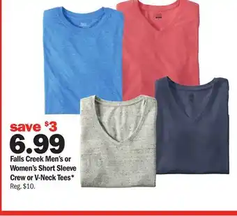 Meijer Falls Creek Men's or Women's Short Sleeve Crew or V-Neck Tees offer