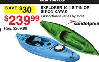 Dunham's Sports SUNDOLPHIN EXPLORER 10.4 SIT-IN OR SIT-ON KAYAK offer