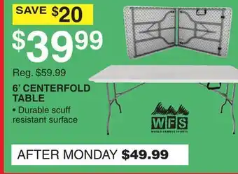 Dunham's Sports 6' CENTERFOLD TABLE offer