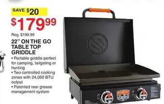 Dunham's Sports 22 ON THE GO TABLE TOP GRIDDLE offer