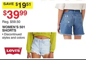 Dunham's Sports LEVIS WOMEN'S 501 SHORTS offer