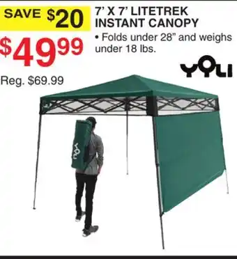 Dunham's Sports YQLI 7' X 7' LITETREK INSTANT CANOPY offer