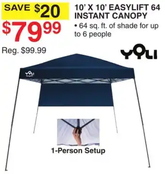 Dunham's Sports 1-PERSON 10' X 10' EASYLIFT 64 INSTANT CANOPY offer