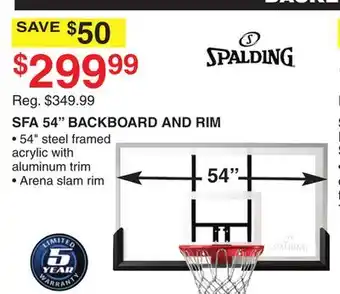 Dunham's Sports SPALDING SFA 54 BACKBOARD AND RIM offer