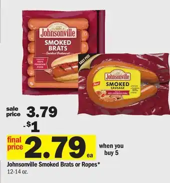 Meijer Johnsonville Smoked Brats or Ropes offer