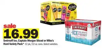 Meijer Smirnoff Ice, Captain Morgan Sliced or Mike's Hard Variety Pack offer