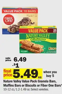 Meijer Nature Valley Value Pack Granola Bars, Muffins Bars or Biscuits or Fiber One Bars offer