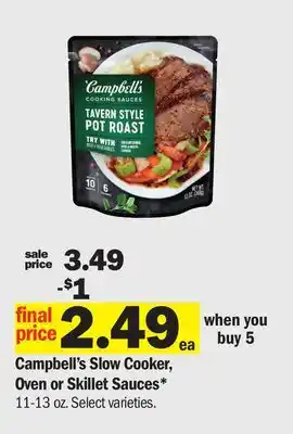 Meijer Campbell's Slow Cooker, Oven or Skillet Sauces offer