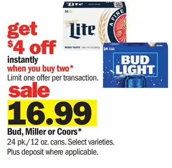Meijer Bud, Miller or Coors offer