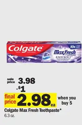 Meijer Colgate Max Fresh Toothpaste offer