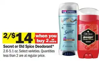 Meijer Secret or Old Spice Deodorant offer