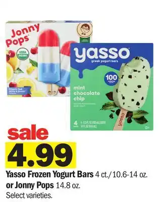 Meijer Yasso Frozen Yogurt Bars 4 ct./10.6-14 oz. or Jonny Pops 14.8 oz offer