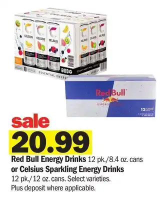 Meijer Red Bull Energy Drinks 12 pk./8.4 oz. cans or Celsius Sparkling Energy Drinks 12 pk./12 oz. cans offer