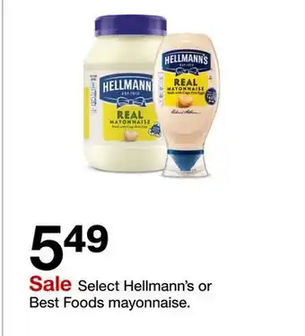 Target Select Hellmann's or Best Foods mayonnaise offer